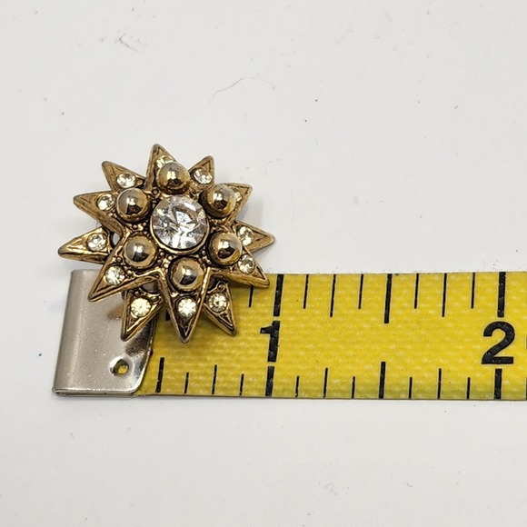 Starburst Clear Crystal Gold Tone Post Earrings Pierced Costume Jewelry Stars - Picture 5 of 5